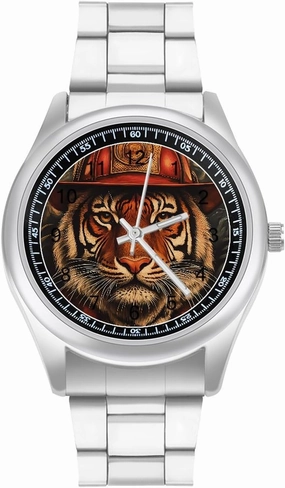 Tiger Firefighter Casual Wrist Watches for Men Classic Business Dress Watch Big Face for Work Gym
