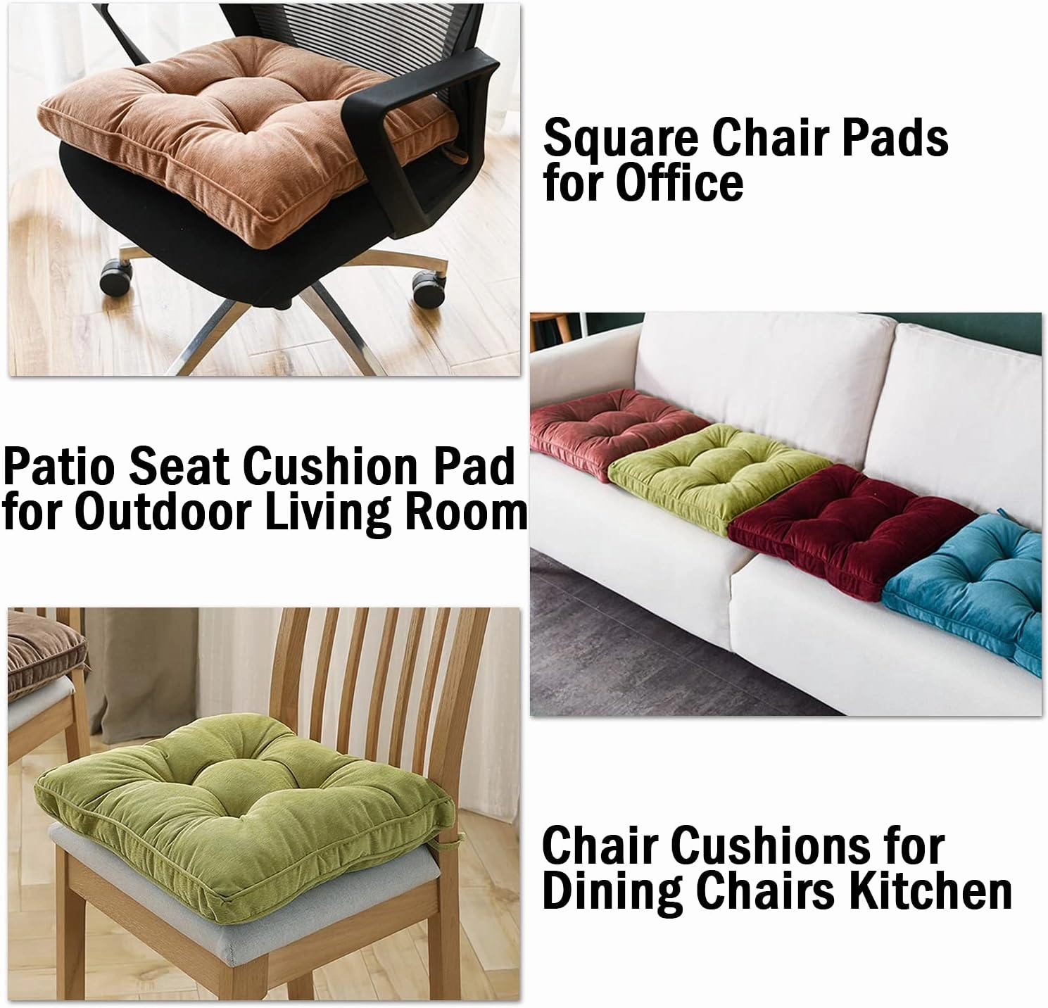 Tiita Chair Pads Cushions 2 Pack, Seat Pillows Pad with Ties, 18x18 Cushions for Indoor/Outdoor Kitchen Dining Chairs, Coral Pink