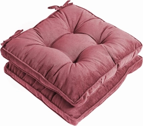 Tiita Chair Pads Cushions 2 Pack, Seat Pillows Pad with Ties, 18x18 Cushions for Indoor/Outdoor Kitchen Dining Chairs, Coral Pink