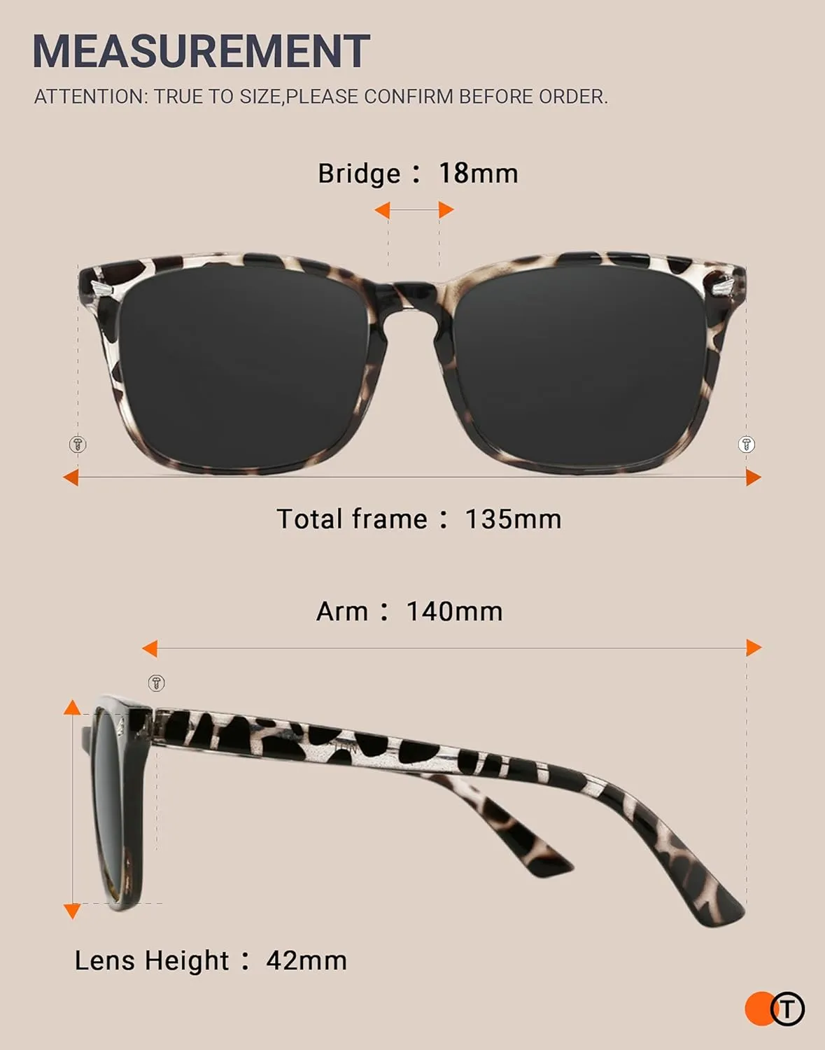 TIJN Polarized Sunglasses for Womens and Mens,Classic Square Frames Shades for UV Protection, Stylish and Trendy Sunnies