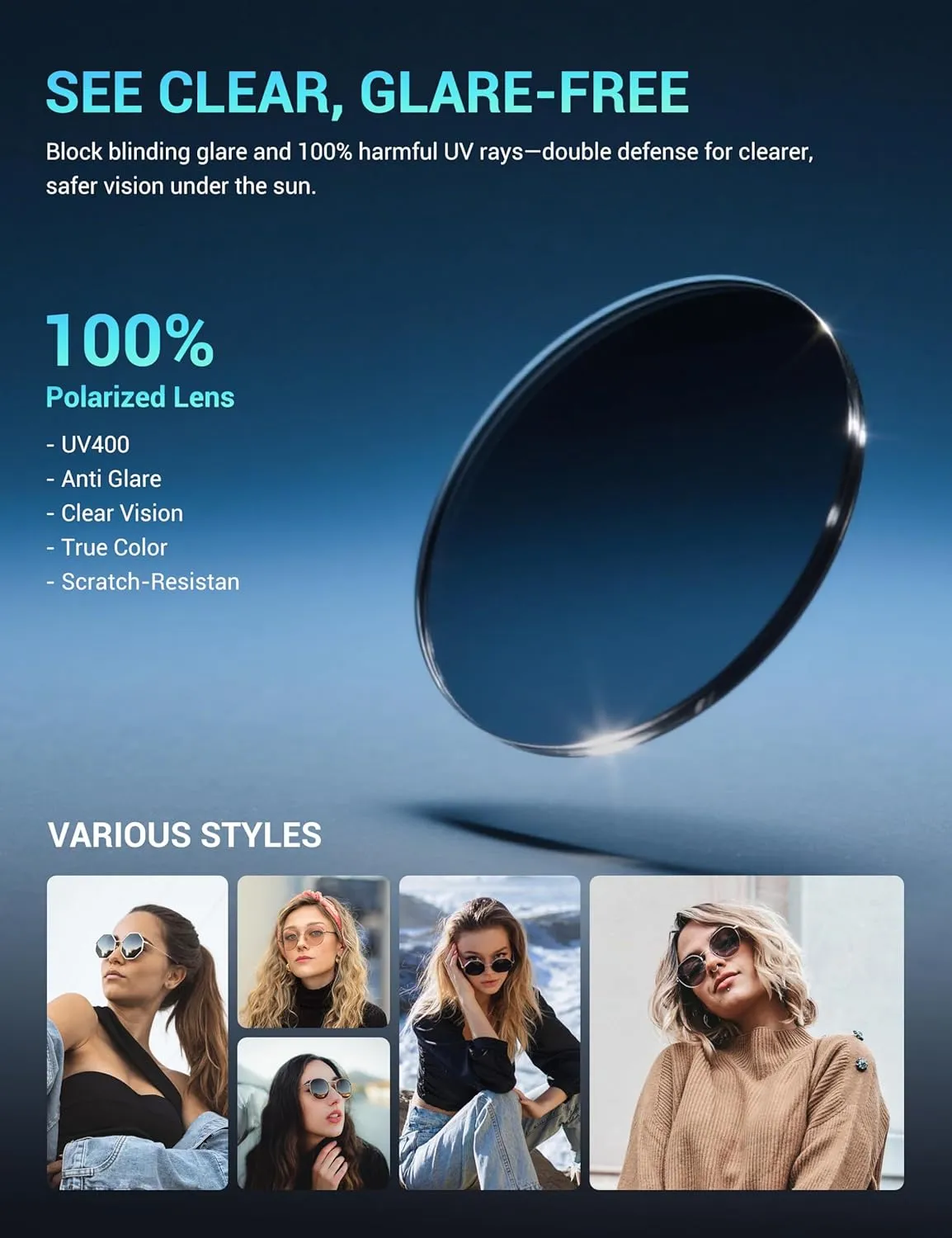 TIJN Polarized Sunglasses for Womens and Mens,Classic Square Frames Shades for UV Protection, Stylish and Trendy Sunnies