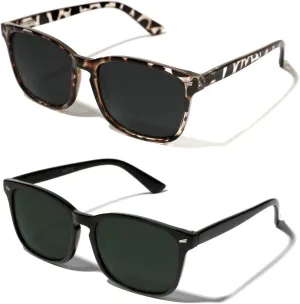 TIJN Polarized Sunglasses for Womens and Mens,Classic Square Frames Shades for UV Protection, Stylish and Trendy Sunnies
