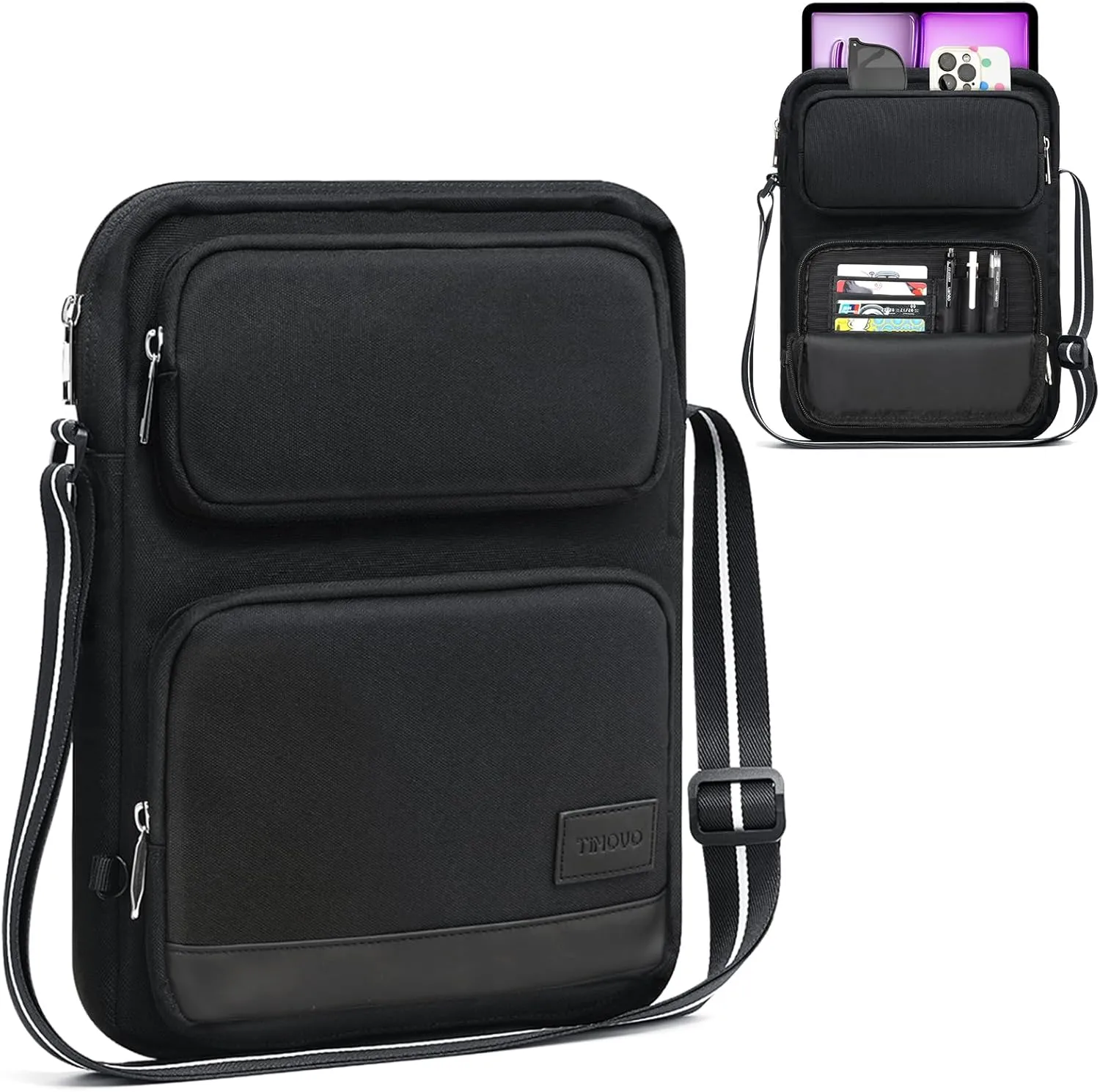 TiMOVO 13 Inch Tablet Sleeve Carrying Bag with Shoulder Strap for iPad Air 13" M3 2025, iPad Pro 13", iPad Pro 12.9", Galaxy Tab S9 Plus/S10 Plus/S9 FE Plus 12.4", Remarkable Paper Pro 11.8", Black