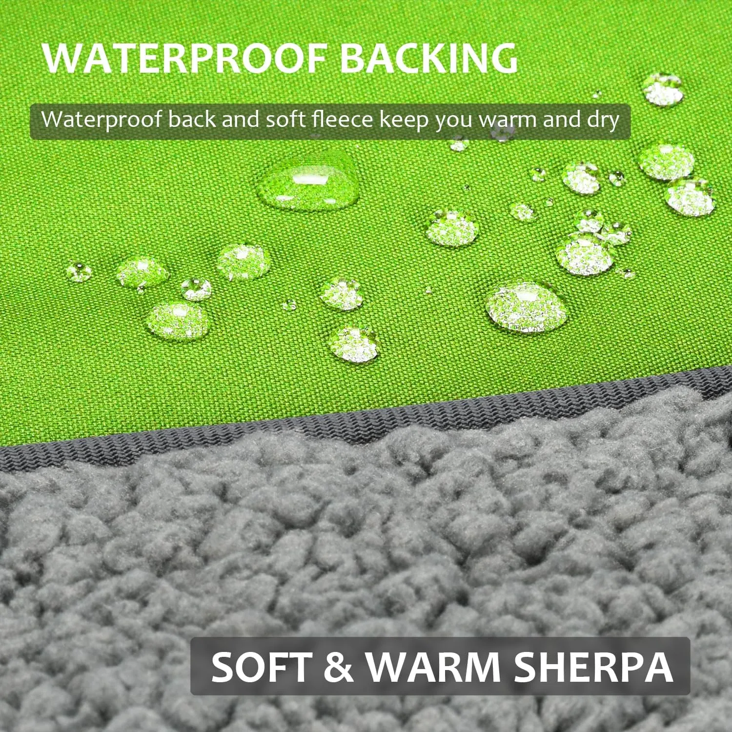 Tirrinia Outdoors Waterproof Camping Blanket,Sherpa Fleece Warm Windproof Soccer Stadium Blanket for Car Football Beach Concerts,51''X 59''