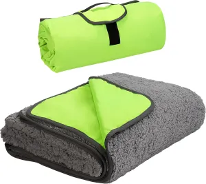Tirrinia Outdoors Waterproof Camping Blanket,Sherpa Fleece Warm Windproof Soccer Stadium Blanket for Car Football Beach Concerts,51''X 59''