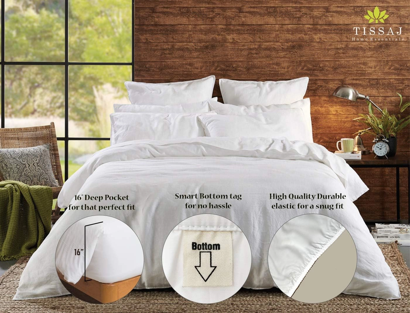 Tissaj Luxury Sheets Set King Size – Smoke Gray – 100% Pure Organic Cotton – GOTS Certified Bedding Collection – Premium Bed Linen – Extra Deep Pockets & Secure Fit – with Carry Bag – Set of 4