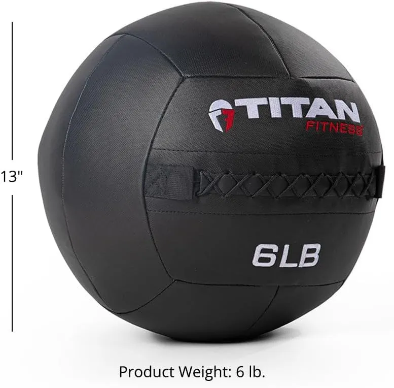 Titan Fitness LB Soft Shell Medicine Wall Ball with Poly-Composite Laminate Cross Texture Non-Slip Grip for Throwing, Core Strength, Floor Exercises, Stretching