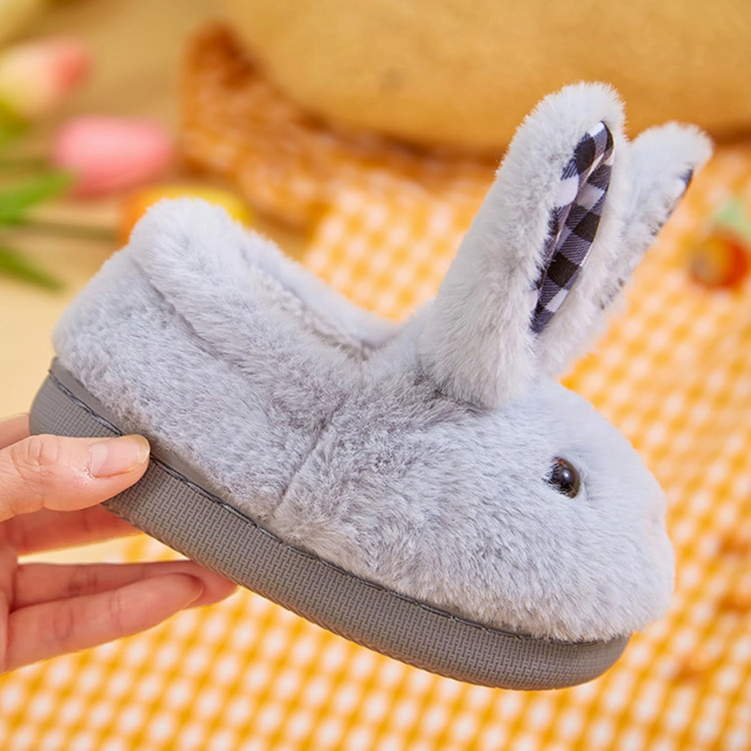 Toddler Slippers for Girls and Boys - Fuzzy Soft Plush Bunny Rabbit Shoes - Warm House Footwear for Kids
