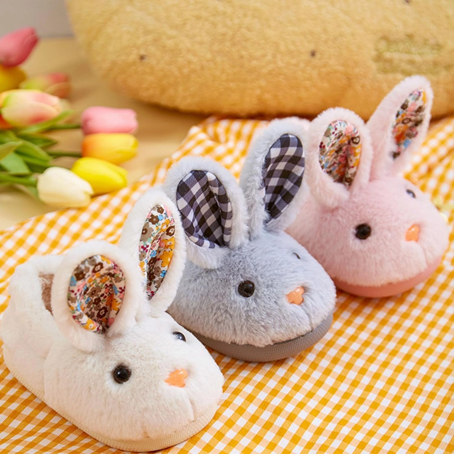 Toddler Slippers for Girls and Boys - Fuzzy Soft Plush Bunny Rabbit Shoes - Warm House Footwear for Kids