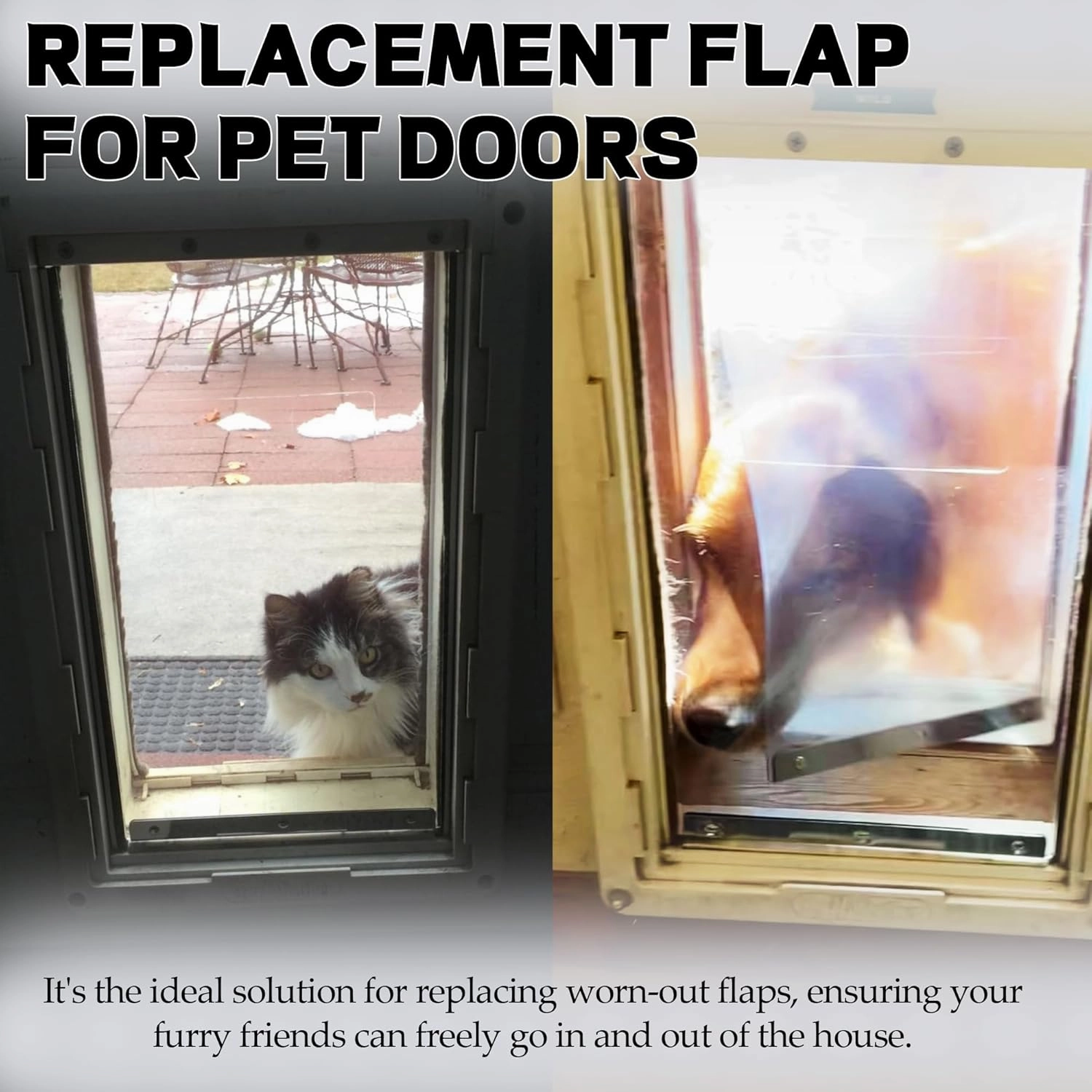 TonGass 10" x 18" Pet Door Flap Large Transparent Dog Door Flap Replacement Designed for Ideal Pet Products Ruff Weather Dog Doors Model DSRWXL for Larger Pets (Up to 90 lbs)