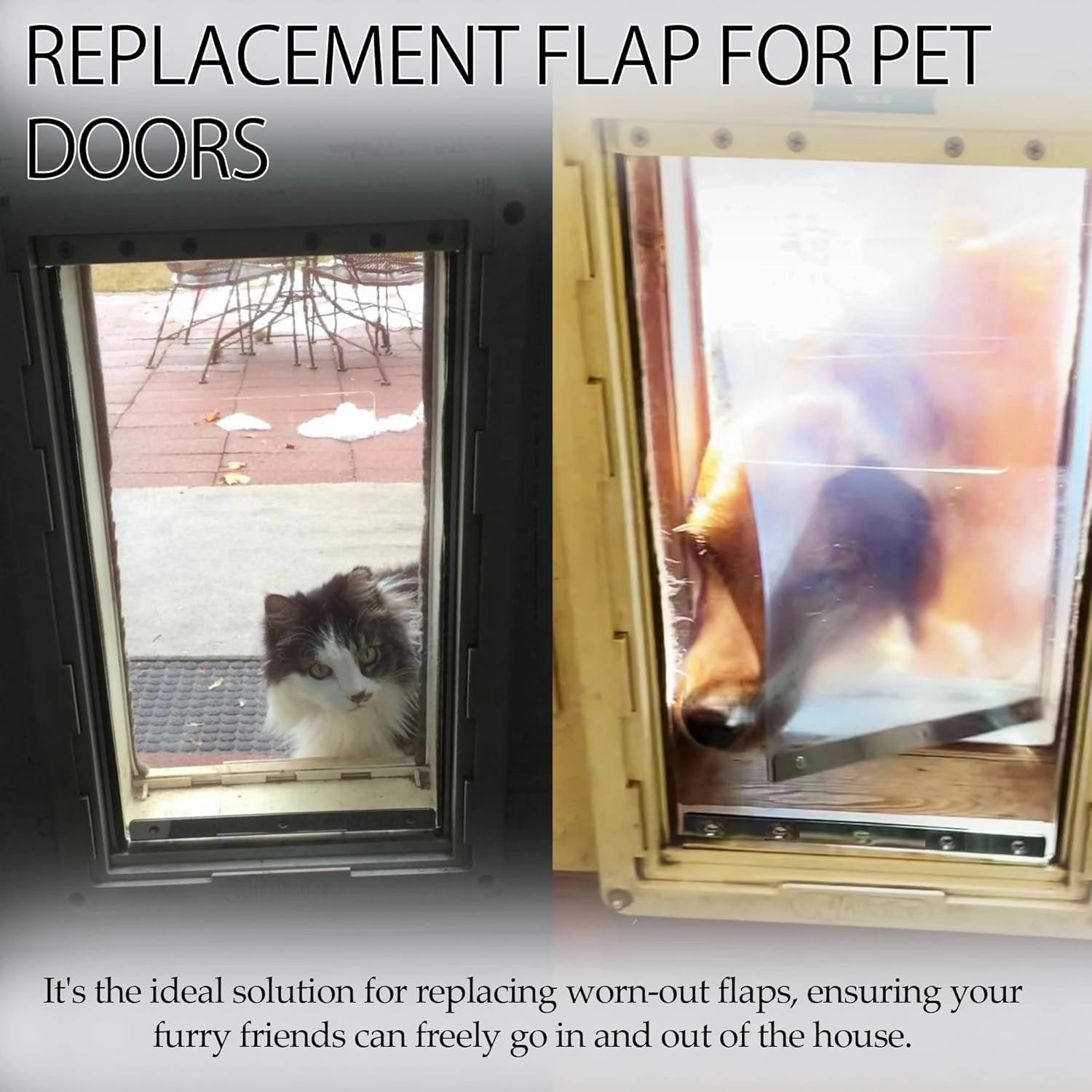 TonGass (2-Pack) Clear Dog Door Flap Replacement Extra Large Compatible with Ideal Pet Products Ruff Weather Dog Doors Model DSRWXL - 15" x 24" Pet Door Flap - Fit for Extra Large Pets (up to 120 lbs)