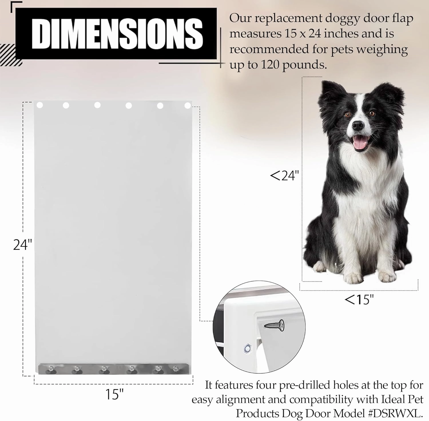 TonGass (2-Pack) Clear Dog Door Flap Replacement Extra Large Compatible with Ideal Pet Products Ruff Weather Dog Doors Model DSRWXL - 15" x 24" Pet Door Flap - Fit for Extra Large Pets (up to 120 lbs)