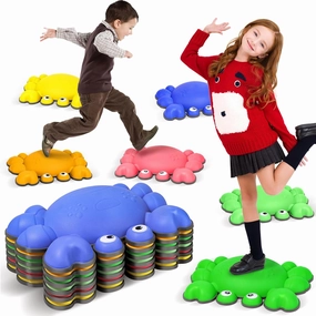 TOPNEW Toddler Stepping Stones for Kids, 6pcs Non-Slip Balance Stepping Stones for Promoting Children's Coordination Skills, Indoor & Outdoor Sensory Toys Obstacle Course for Kids Age 3 4 5 6 7 