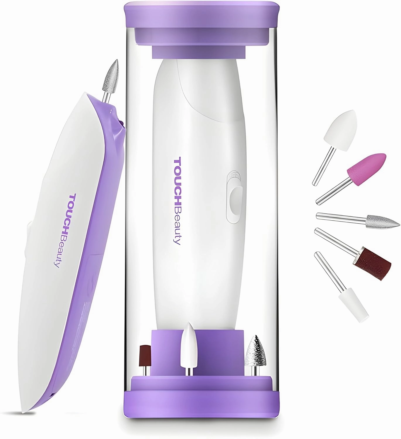 TOUCHBeauty Professional Electric Manicure & Pedicure Kit - 5-in-1 Nail Drill Machine, LED Light, Portable & Cordless, Includes 5 Interchangeable Attachments, Ideal for Acrylic, and Nail Care