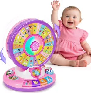 Toy for 1 2 3 Year Old Girls, Interactive Spin and Sing Alphabet Musical Toys for Toddler 12-18 Months, Learning Games with Light and Animals Sounds, Christmas Birthday Gifts for Baby Ages 2-3