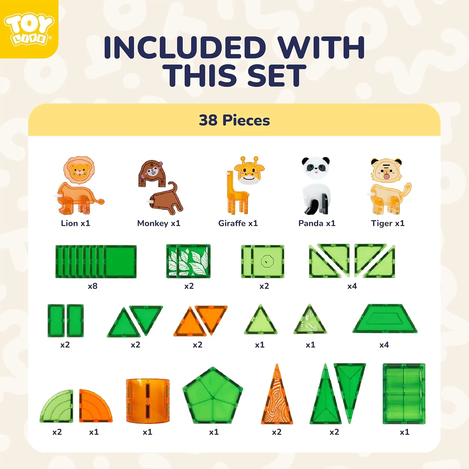 TOY Life Magnetic Tiles for Toddlers 3-5 38 Pcs Magnet Blocks for Kids Ages 4-8 STEM Magnet Tile Toys Building Tiles Christmas Birthday Gift for Boys and Girls