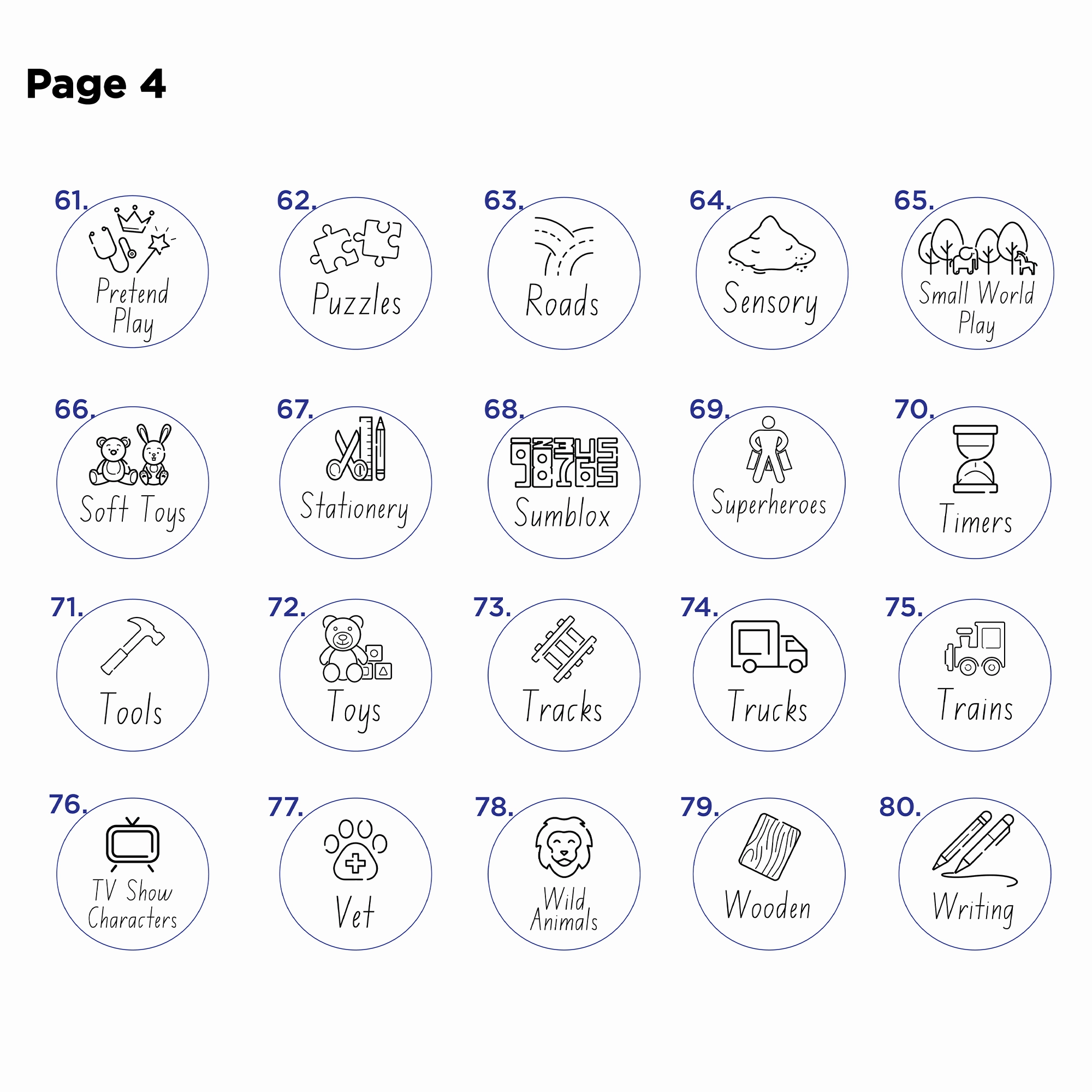 Toy Storage Labels with Illustrations for Ikea Trofast - Acrylic Black and White