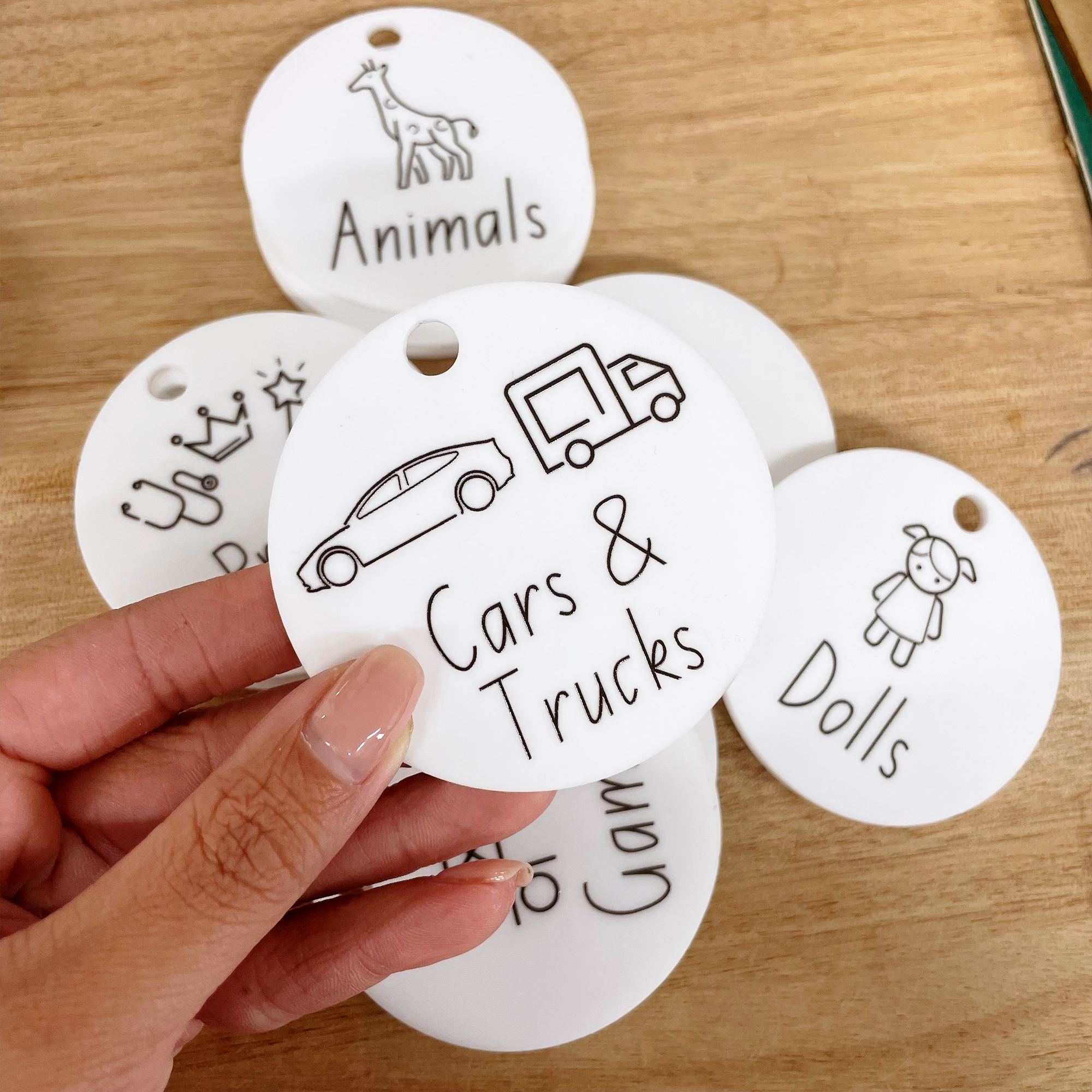 Toy Storage Labels with Illustrations for Ikea Trofast - Acrylic Black and White