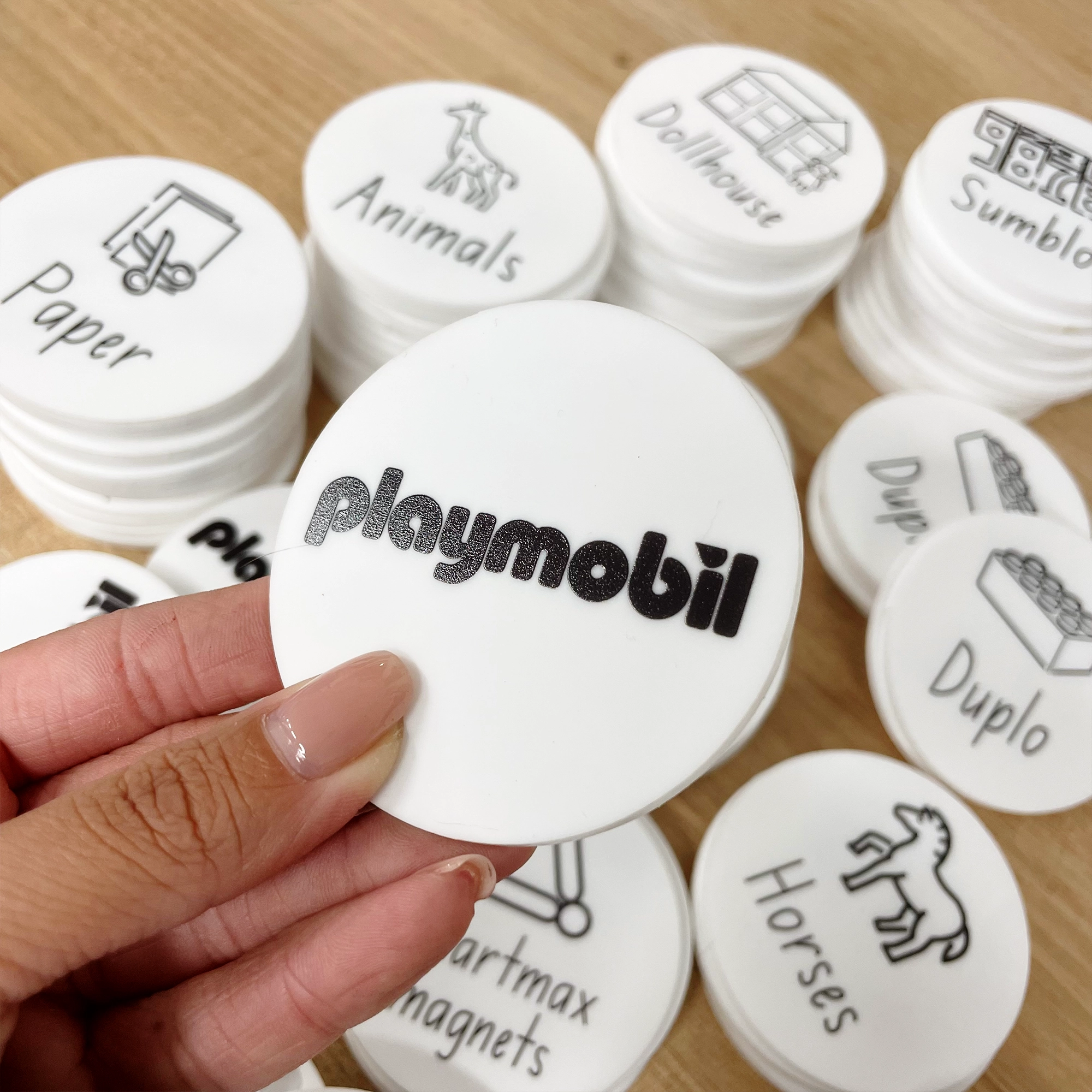 Toy Storage Labels with Illustrations for Ikea Trofast - Acrylic Black and White