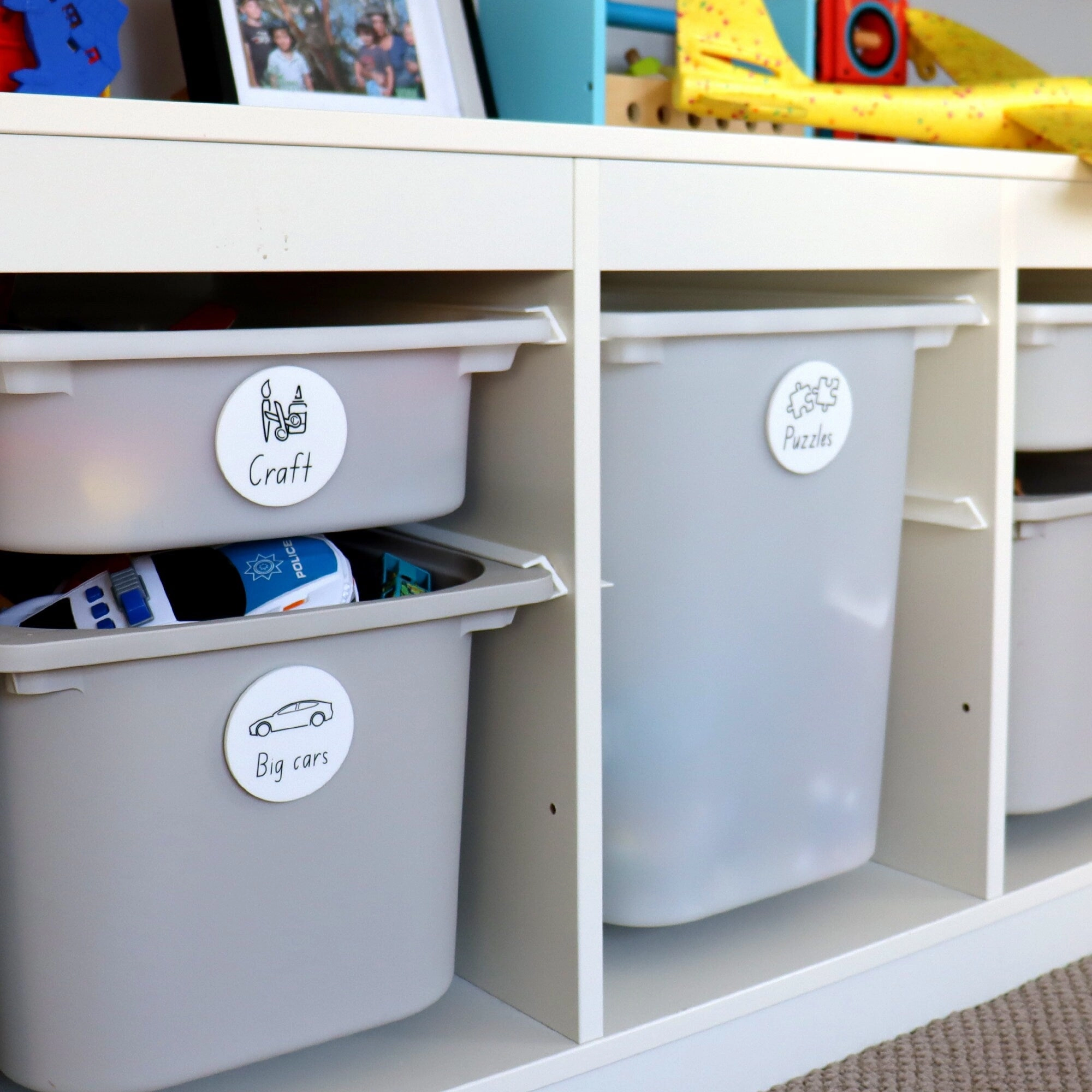 Toy Storage Labels with Illustrations for Ikea Trofast - Acrylic Black and White