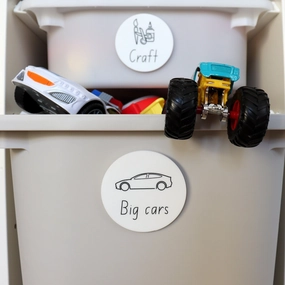 Toy Storage Labels with Illustrations for Ikea Trofast - Acrylic Black and White