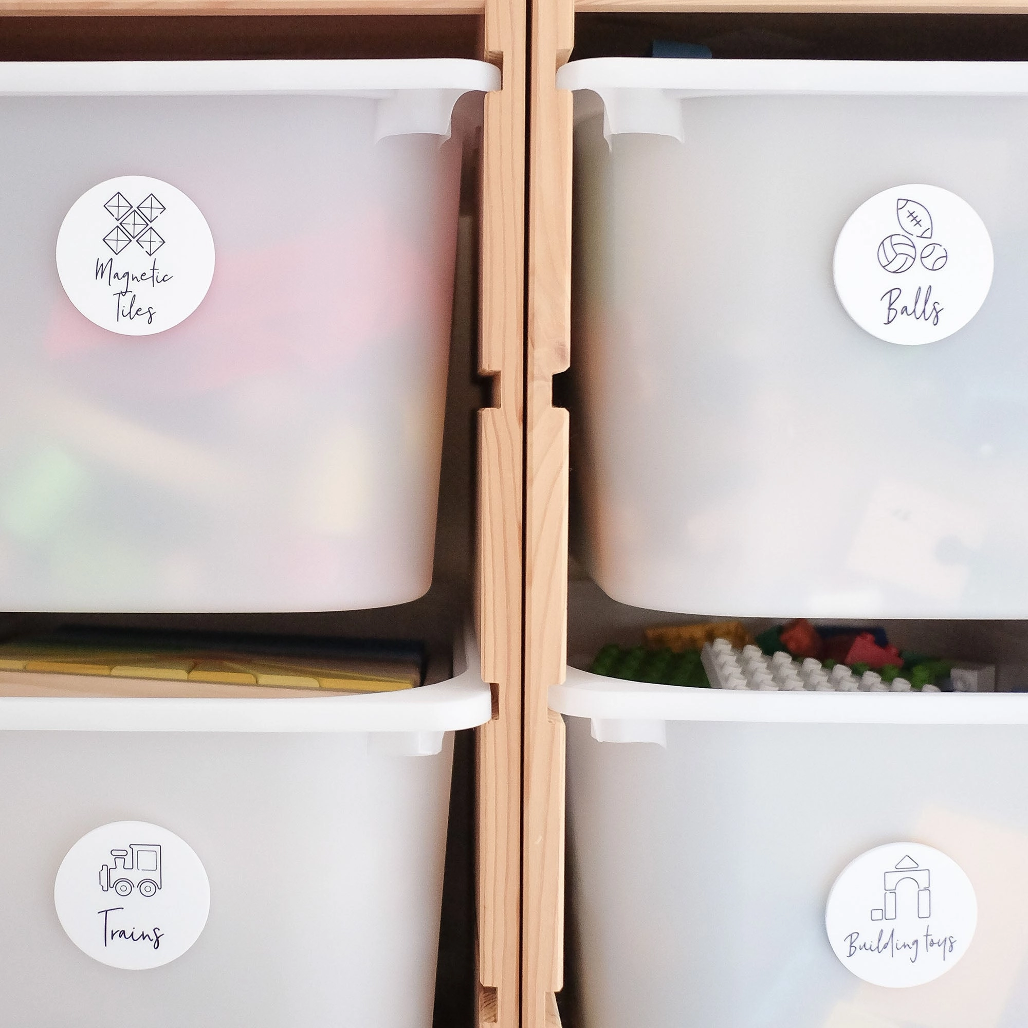 Toy Storage Labels with Illustrations for Ikea Trofast - Acrylic Black and White