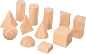 Toyvian 12pcs Geometry Model Geometric Solid Blocks 3D Geometric Shapes 3D Shape Block Geometric Wood Shapes Wood Geometric Solid 3D Shapes for Teaching Wooden Jigsaw Wood Grain Preschool