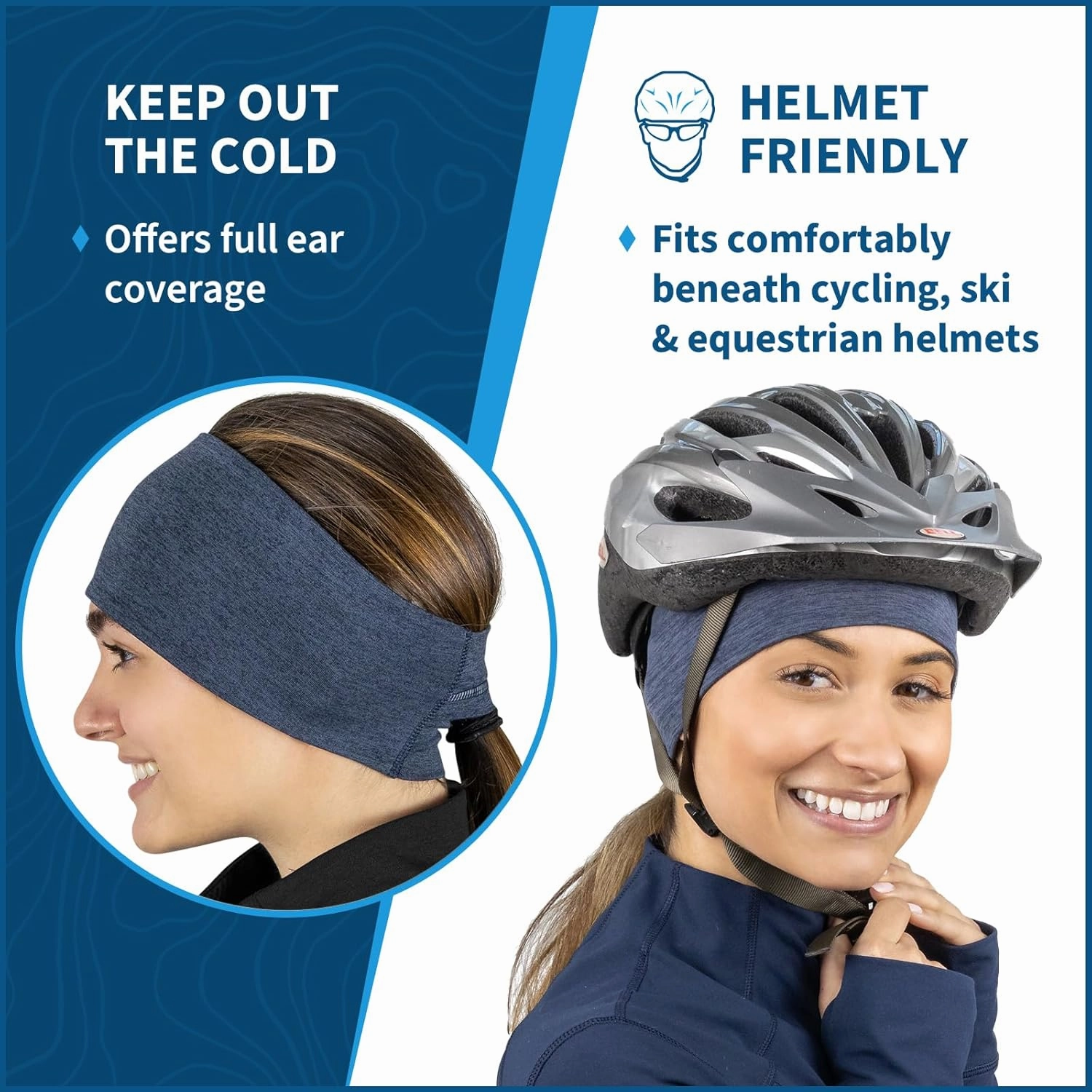 TrailHeads Womens Ponytail Headband - Reflective, Moisture Wicking Hair Headband for Running, Winter - Adrenaline Series