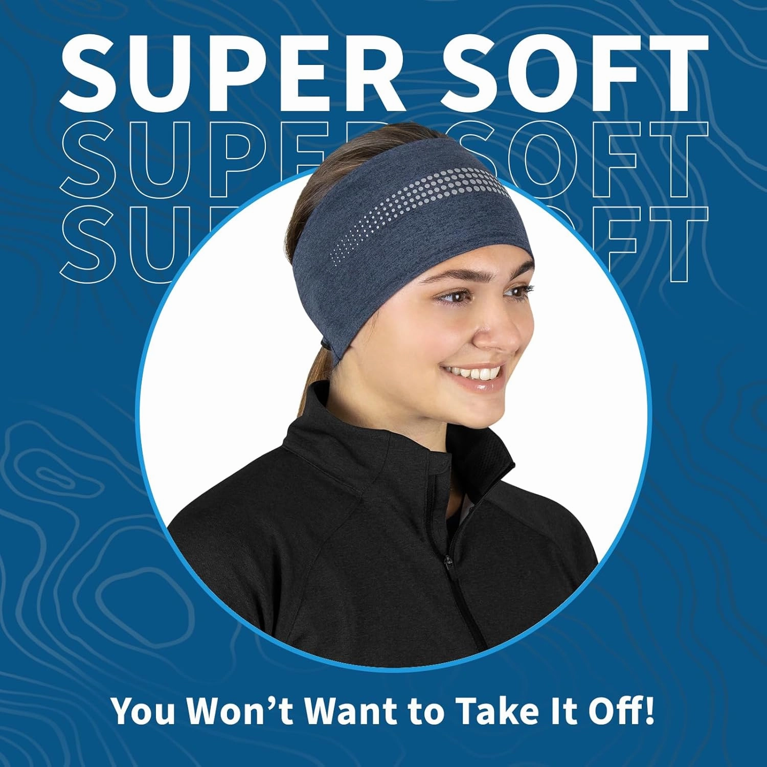 TrailHeads Womens Ponytail Headband - Reflective, Moisture Wicking Hair Headband for Running, Winter - Adrenaline Series