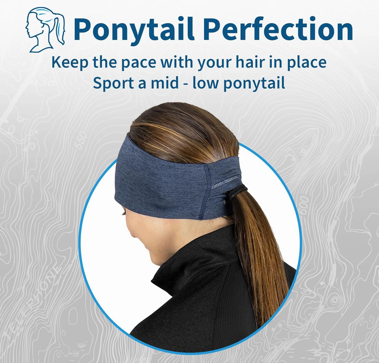 TrailHeads Womens Ponytail Headband - Reflective, Moisture Wicking Hair Headband for Running, Winter - Adrenaline Series