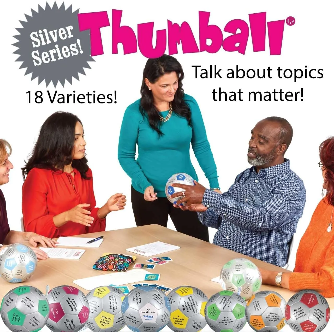 Trainers Warehouse 6" Thumball Collection, 32 Prompts for Conversation, Team Building, Relationship and Training