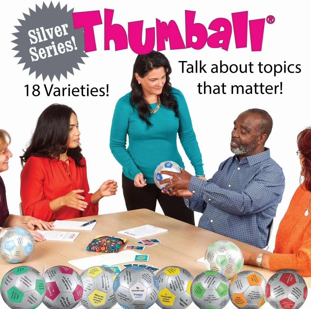 Trainers Warehouse 6" Thumball Collection, 32 Prompts for Conversation, Team Building, Relationship and Training