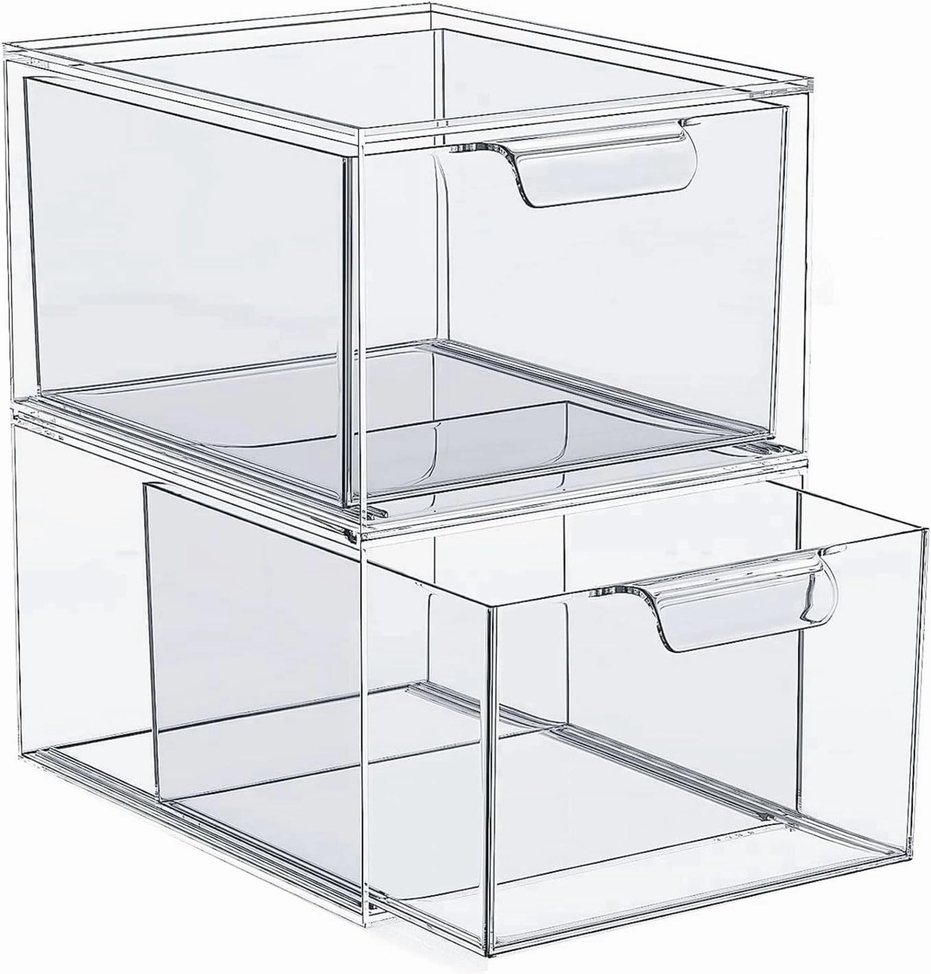 Transparent Acrylic Makeup Stackable Stationery Desk Drawer Storage Box For Washbasin Bathroom Storage Holder