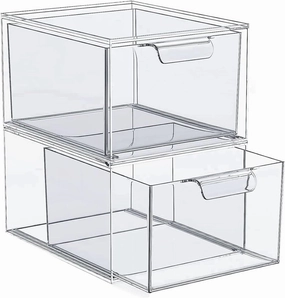 Transparent Acrylic Makeup Stackable Stationery Desk Drawer Storage Box For Washbasin Bathroom Storage Holder