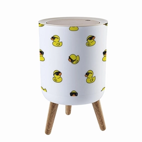Trash Can with Lid duck seamless pattern sunglasses shower cartoon scarf repeat tile bird Garbage Can Round Waste Bin Press Cover Dog Proof Wastebasket for Kitchen Bathroom Living Room Nursery 1.8gal