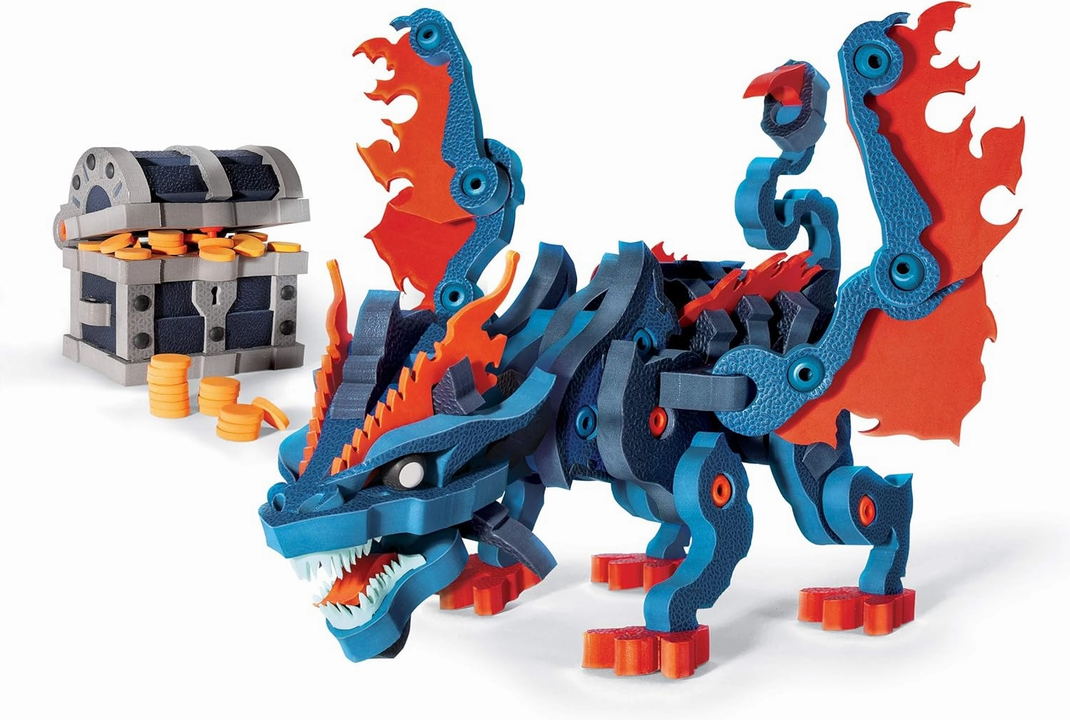 Treasure Keeper Dragon | STEM Toy | DIY Building Construction Set (240 Pieces), Grey, Blue, Orange