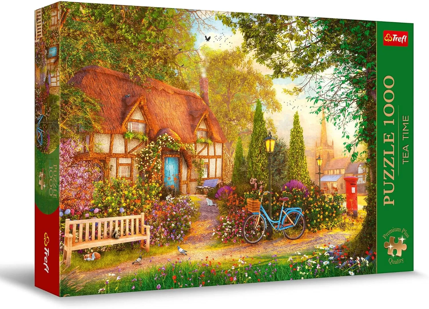 Trefl Thatched Cottage 1000 Jigsaw Puzzle Premium Plus Tea Time 27"x19" A Series of Painted Nostalgic Pictures, Perfect Matching of Elements, for Adults and Children from 12 Years Old