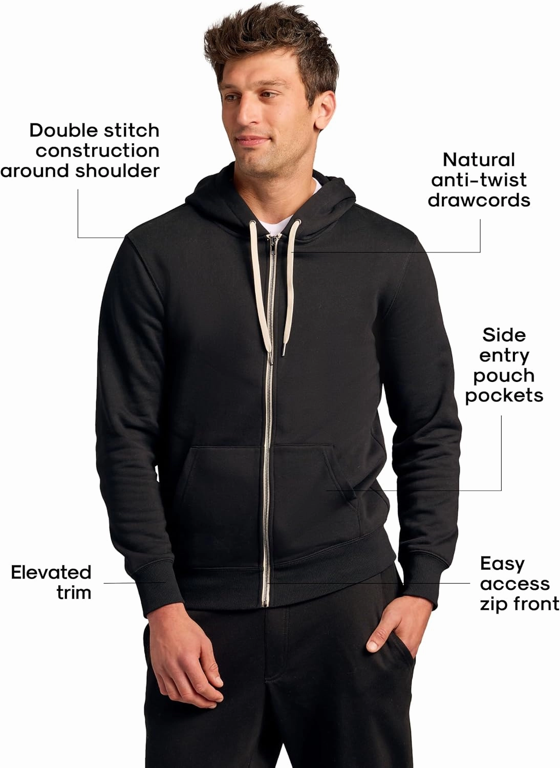 True Classic Mens Hoodies – Fleece Pullover, Zip-Up Hoodies for Men & Active Mens Hooded Sweatshirts