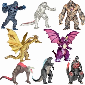 TwCare Exclusive Set of 8 Godzilla vs Kong Toys Movable Joint Action Figures, King of The Monster Dinosaur Shin Ghidorah Skull Crawler Destoroyah Mecha Mechagodzilla Cake Toppers Pack