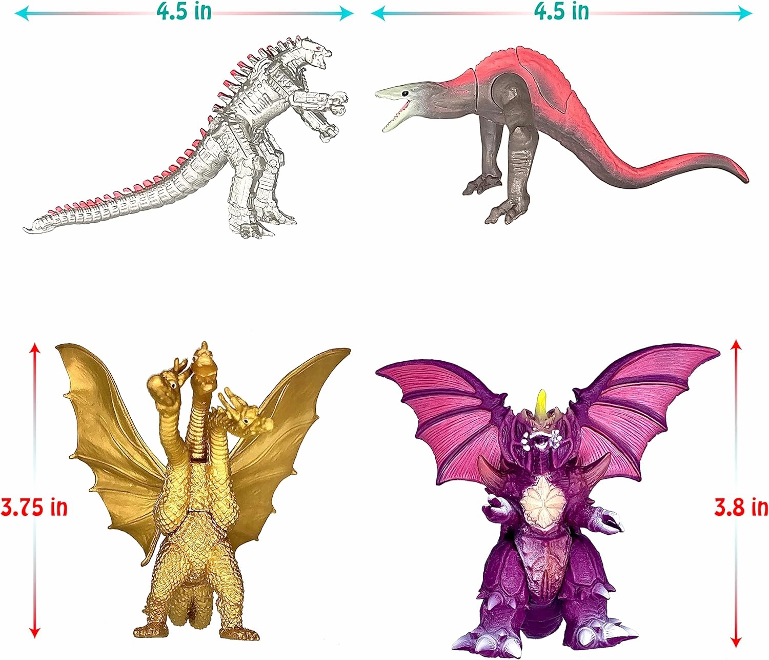 TwCare Exclusive Set of 8 Godzilla vs Kong Toys Movable Joint Action Figures, King of The Monster Dinosaur Shin Ghidorah Skull Crawler Destoroyah Mecha Mechagodzilla Cake Toppers Pack