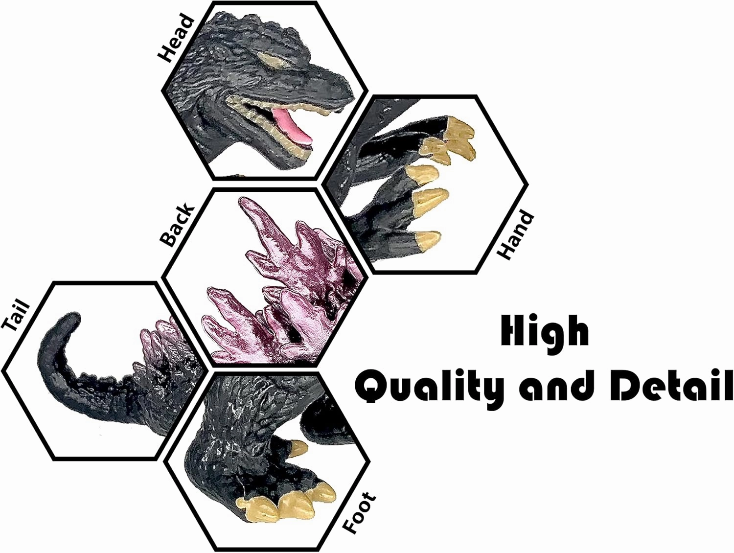 TwCare Set of 4 Godzilla Toys Movable Joint Action Figures King of The Monsters Burning Heisei Mecha Ghidorah Pack Plastic Mini Dinosaur Birthday Kids Cake Toppers Package