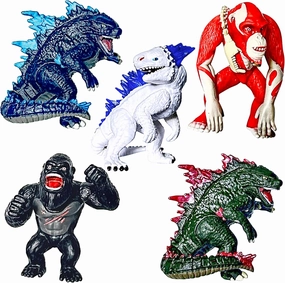 TwCare Set of 5 Chibi Godzilla x Kong: The New Empire Toys, Birthday Kids Action Figures Evolved Basic Exquisite Battle Roar B.E.A.S.T. Glove Shimo Frost Bite Mini Dinosaur Dragon Cake Toppers Pack