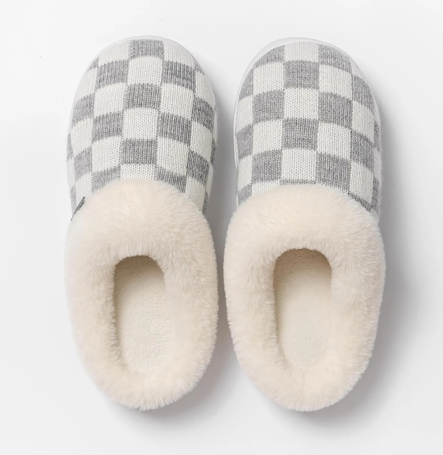 UBFEN Womens Slippers Classic Plaid Winter Warm with Memory Foam Fluffy House Shoes Platform Indoor Bedroom