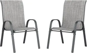UDPATIO Patio Chairs Set of 2, Stackable Outdoor Dining Chairs for All Weather, Outdoor Furniture with Breathable Textilene Fabric, 350LBS Capacity, for Garden, Backyard, Deck (Light Grey)