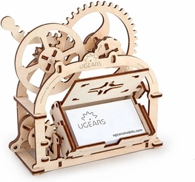 Ugears Mechanical Etui 3D Puzzle, Wooden Building Blocks, Decorative Desktop Business Card Holder, Brain Teaser Game for Teens and Adults