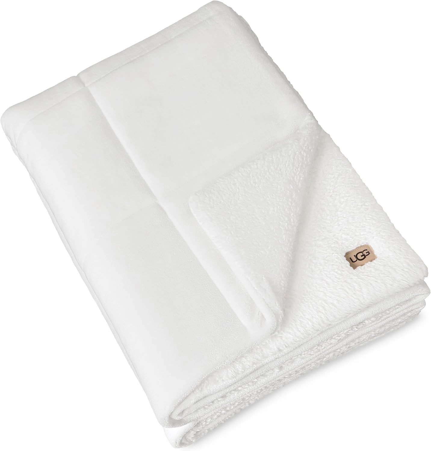 UGG Nita Throw Blanket Soft Reversible Plush Throw for Couch or Bed Cozy Fuzzy Warm Fluffy Blanket for Living Room or Cute Bedroom Decor Down Alternative Washable, 50-inch x 70-inch, White Snow