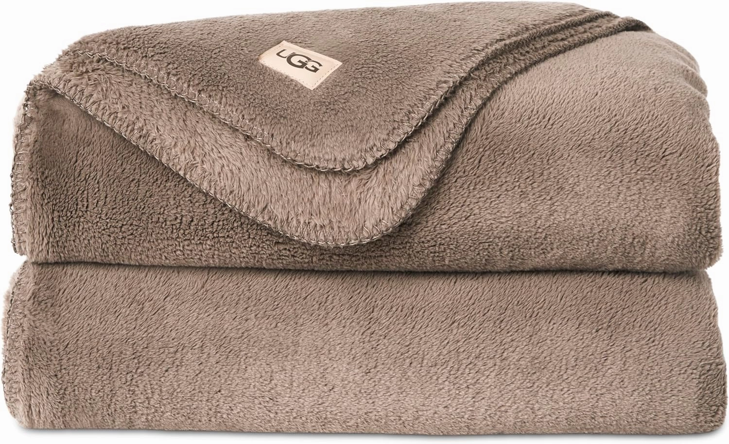 UGG Whitecap Plush Throw Blanket Fleece Lightweight Soft Cozy Throw for Couch Luxury Home Decor for Living Room Machine Washable Hypoallergenic Flannel Blankets, 50-inch x 70-inch, Light Fawn Brown