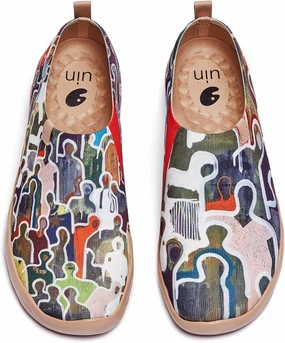 UIN Men's Casual Walking Travel Shoes Slip On Knitted Loafers Lightweight Comfort Air Painted Fashion Sneaker Be Lost (6.5)