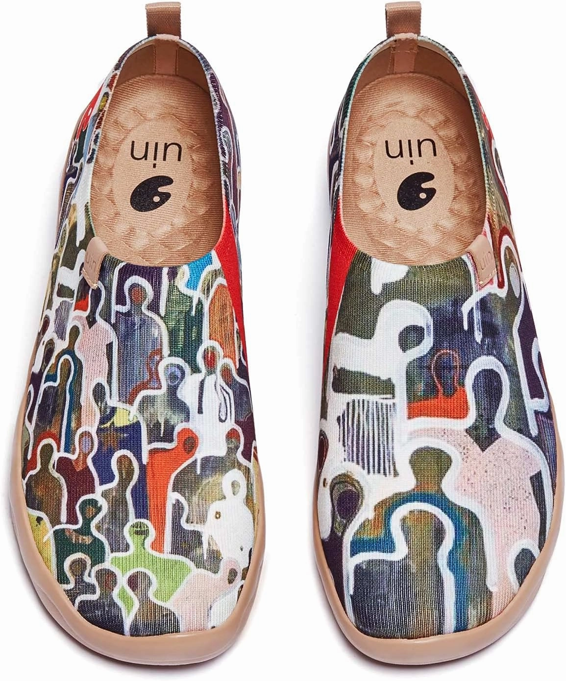 UIN Men's Casual Walking Travel Shoes Slip On Knitted Loafers Lightweight Comfort Air Painted Fashion Sneaker Be Lost (6.5)