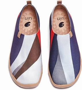 UIN Men's Casual Walking Travel Shoes Slip On Knitted Loafers Lightweight Comfort Air Painted Fashion Sneaker Long Journey (9.5)